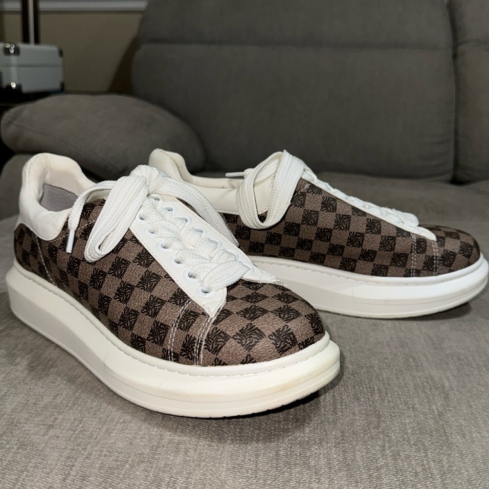 Brown Steve Madden Block Print Platform Sneakers - image 2
